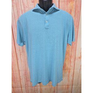 Peter Millar Mens Blue Striped Pima Cotton Blend Polo Small